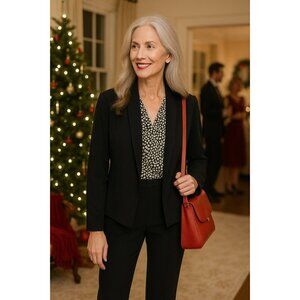 Eileen Fisher Womens Black Viscose & Nylon Blazer Medium